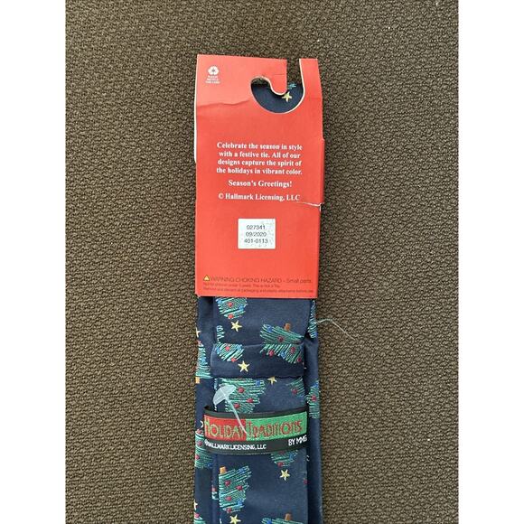 Vintage Hallmark Holiday Traditions Mens Christmas Tree Black Tie - Picture 6 of 7
